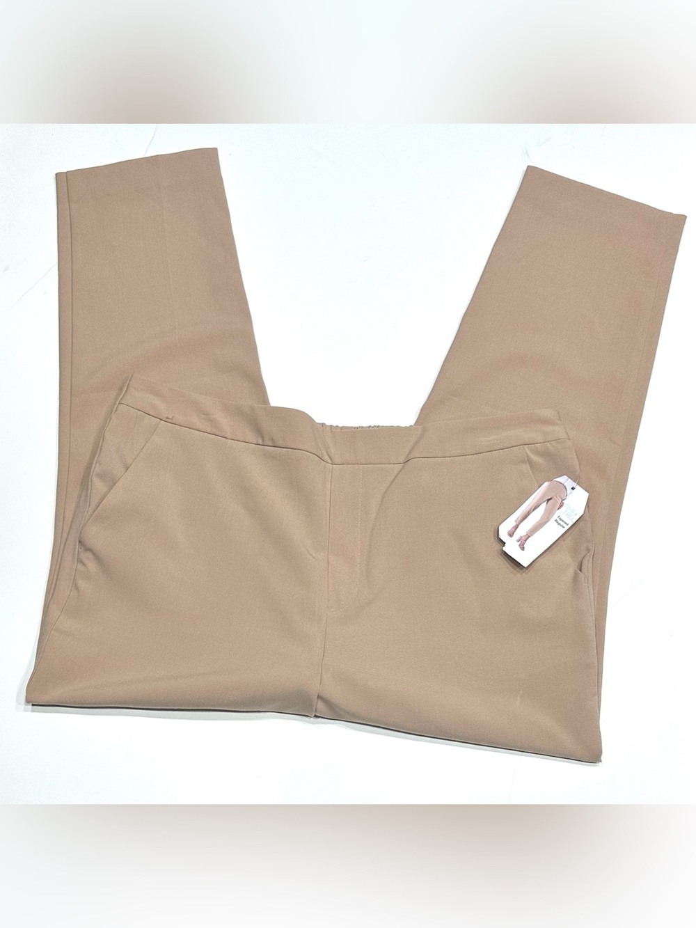 NEW, Time & Tru Tapered Regular Flat Front Tan Ankle Pants Women's 16/18 X-Large - Picture 12 of 13